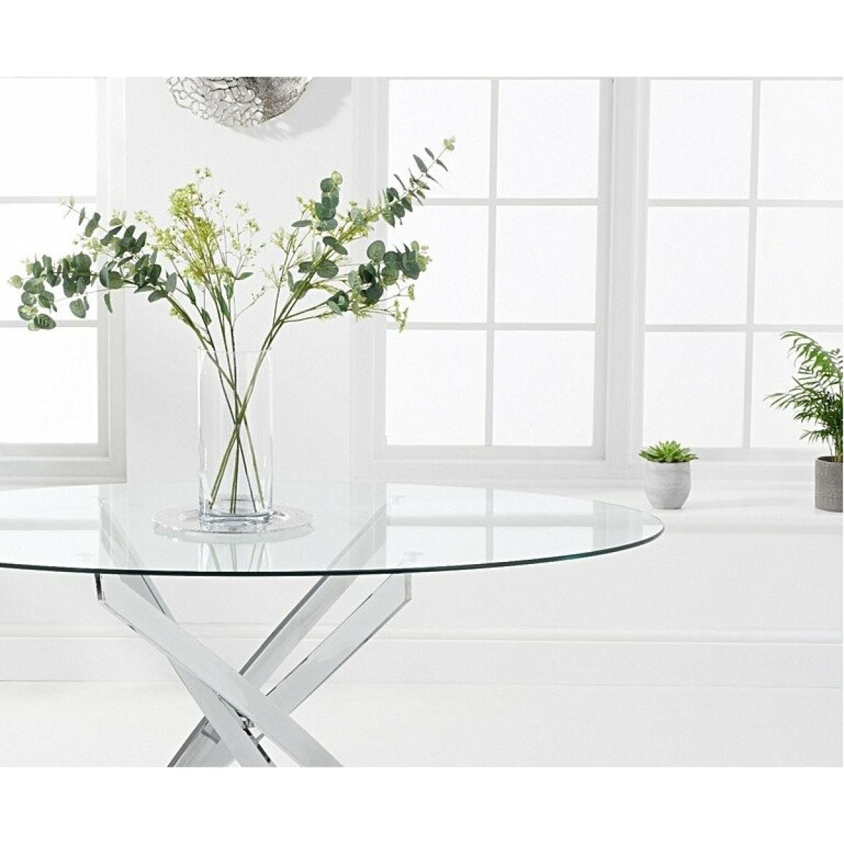 Ex-display Denver 165cm Oval Glass Dining Table with 4 BLUE Calgary Velvet Chairs – image 5