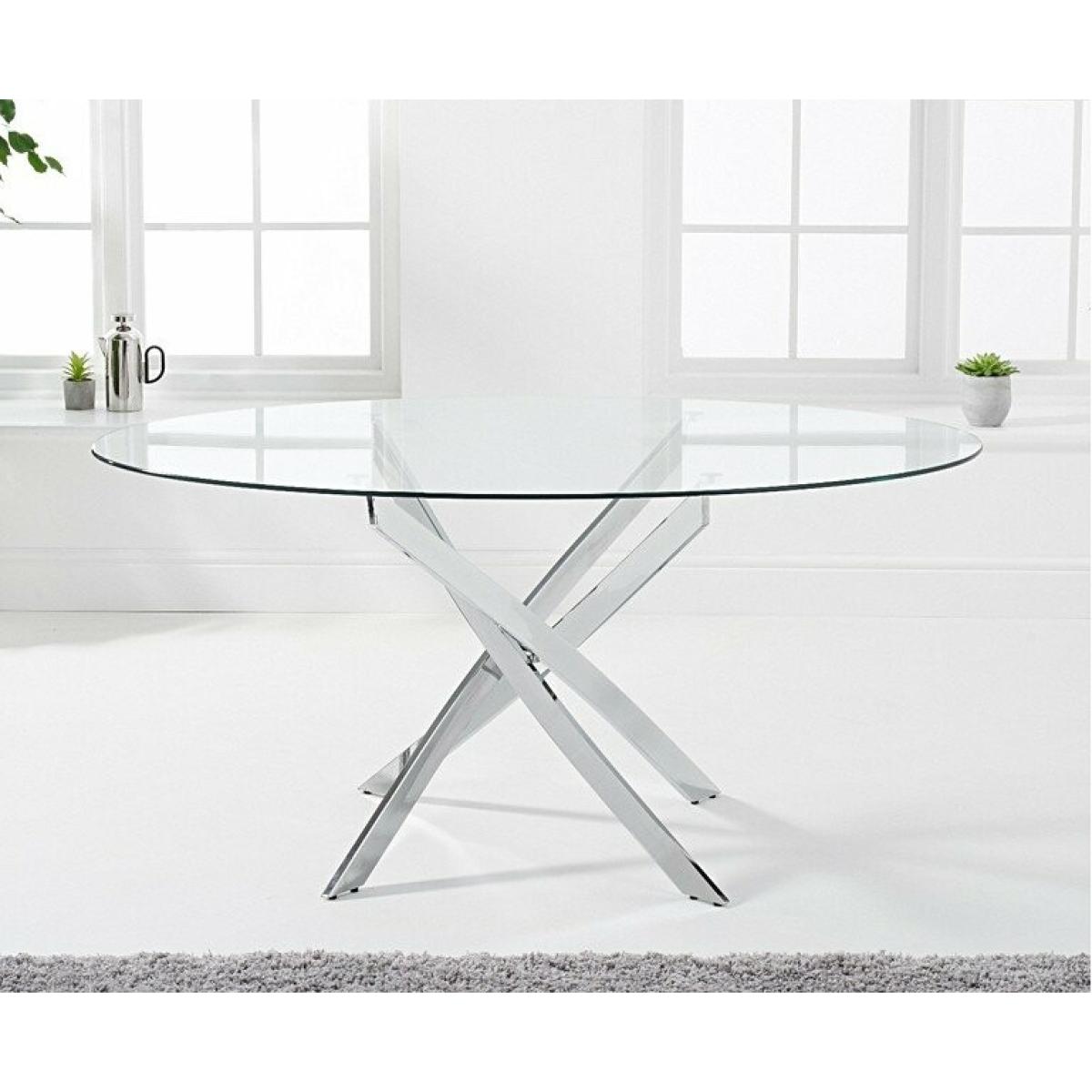 Ex-display Denver 165cm Oval Glass Dining Table with 4 BLUE Calgary Velvet Chairs – image 6