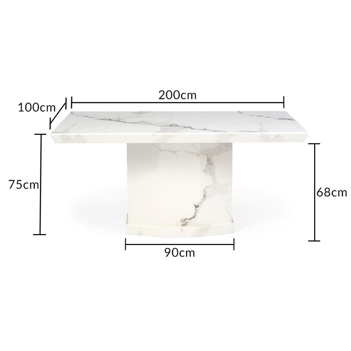 Carvelle 200cm White Pedestal Marble Dining Table – image 14