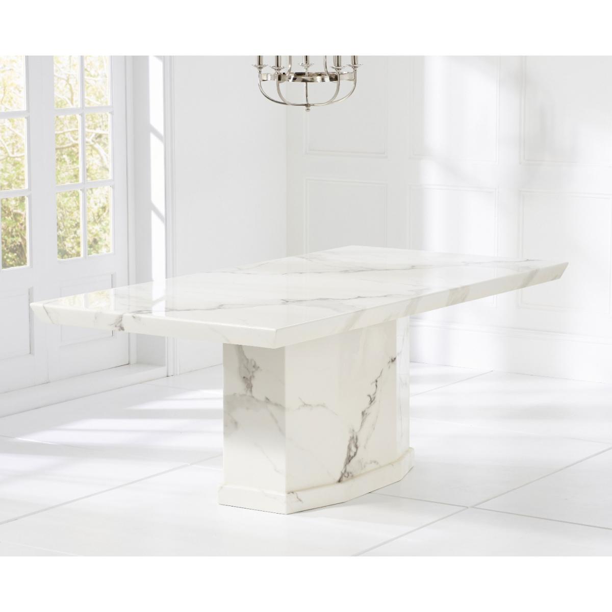 Carvelle 200cm White Pedestal Marble Dining Table – image 3