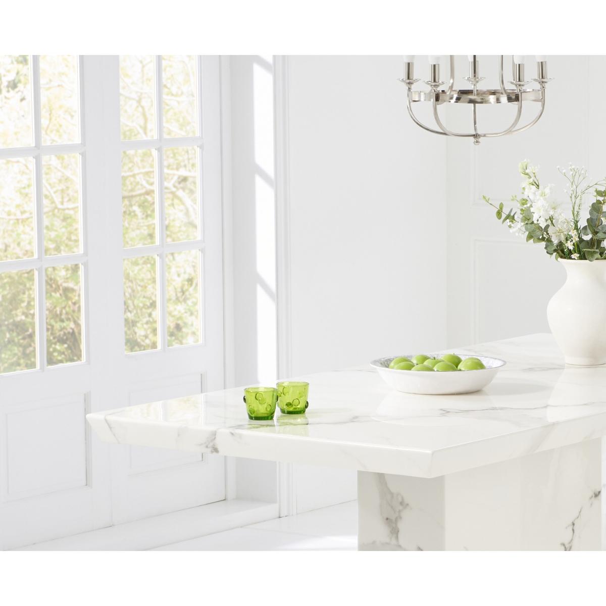 Carvelle 200cm White Pedestal Marble Dining Table – image 4