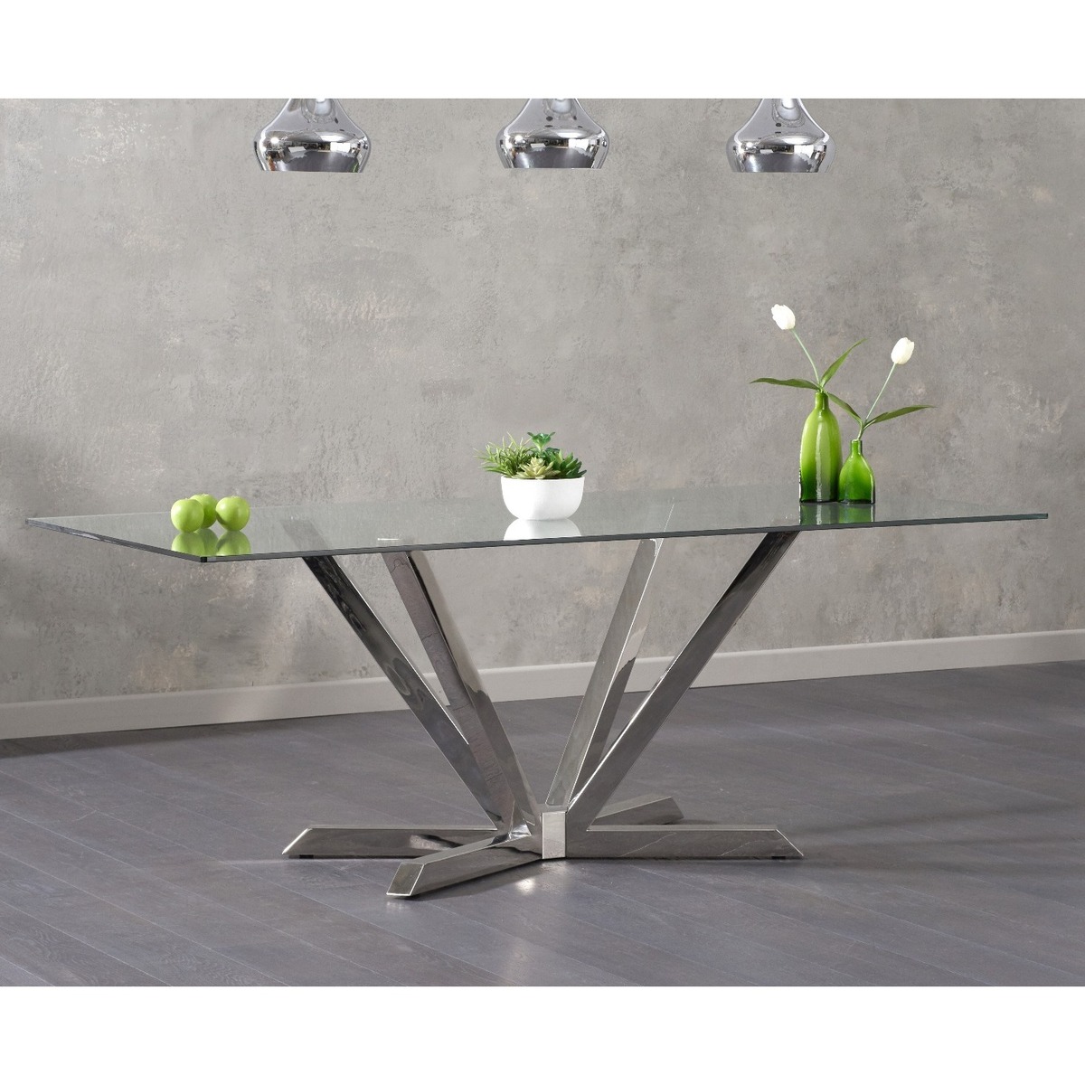 Reno 200cm Rectangular Glass Dining Table – image 2