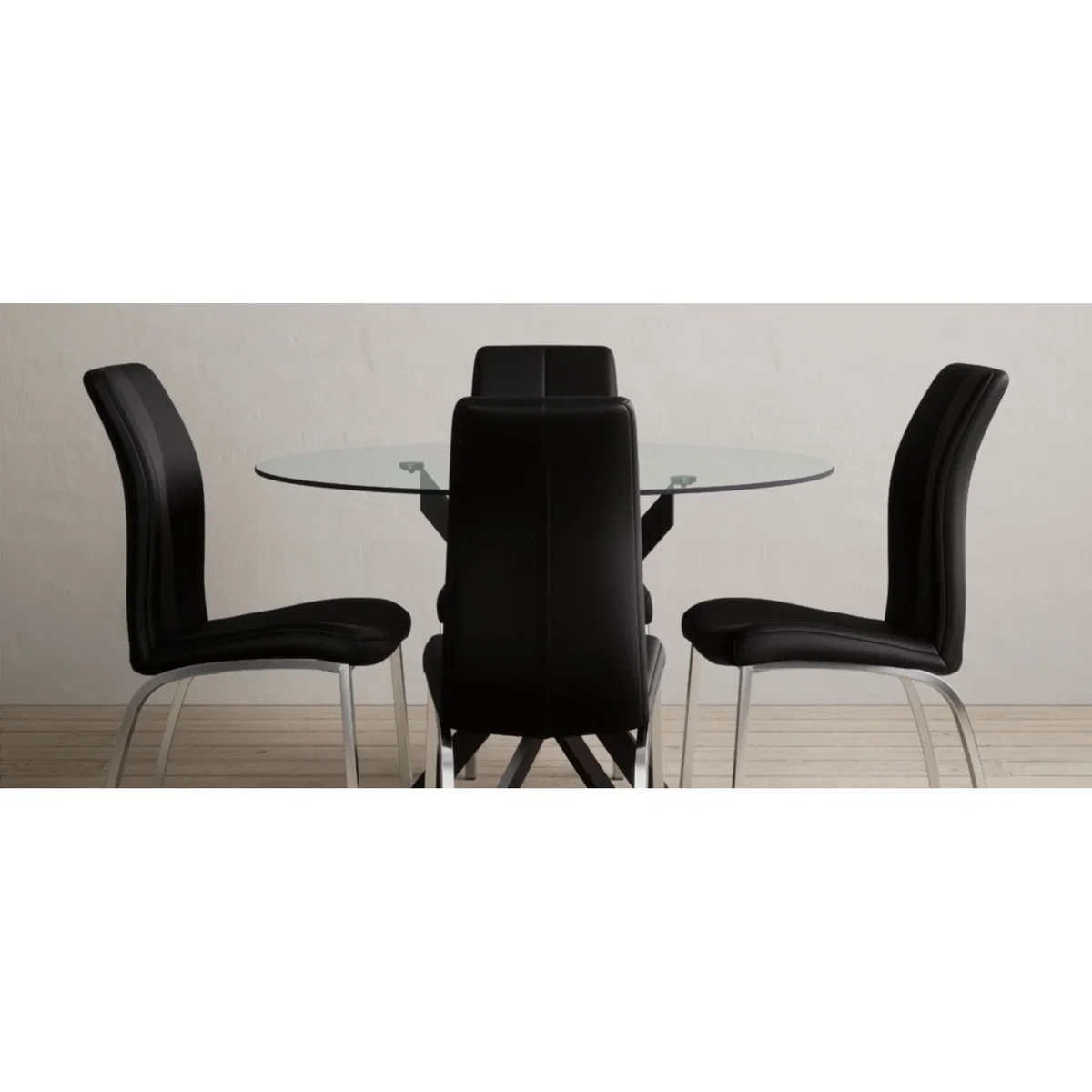 Bernini 110cm Black Leg Glass Dining Table – image 6