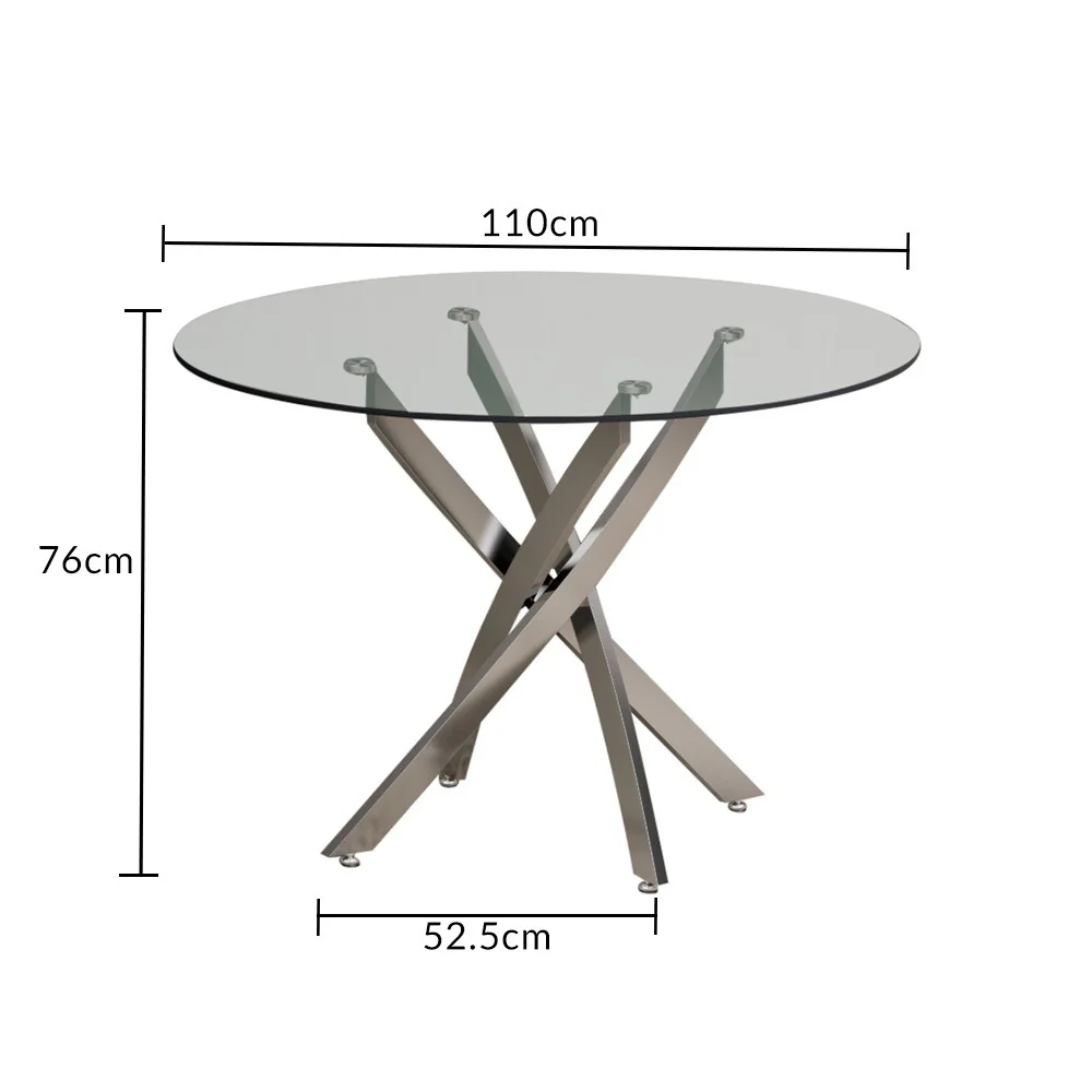 Bernini 110cm Black Leg Glass Dining Table – image 9