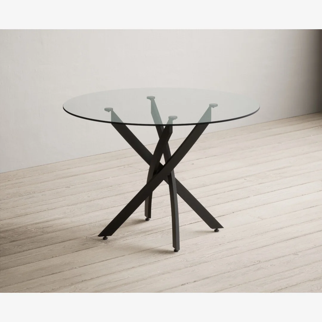 Bernini 110cm Black Leg Glass Dining Table – image 1