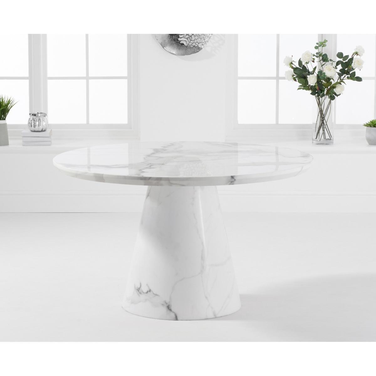 Ex-display Ravello 130cm Round White Marble Dining Table – image 3
