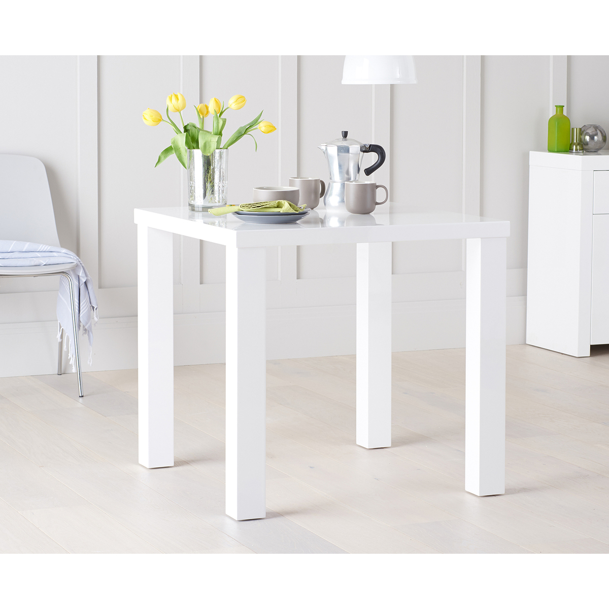 Atlanta 80cm White High Gloss Dining Table – image 2