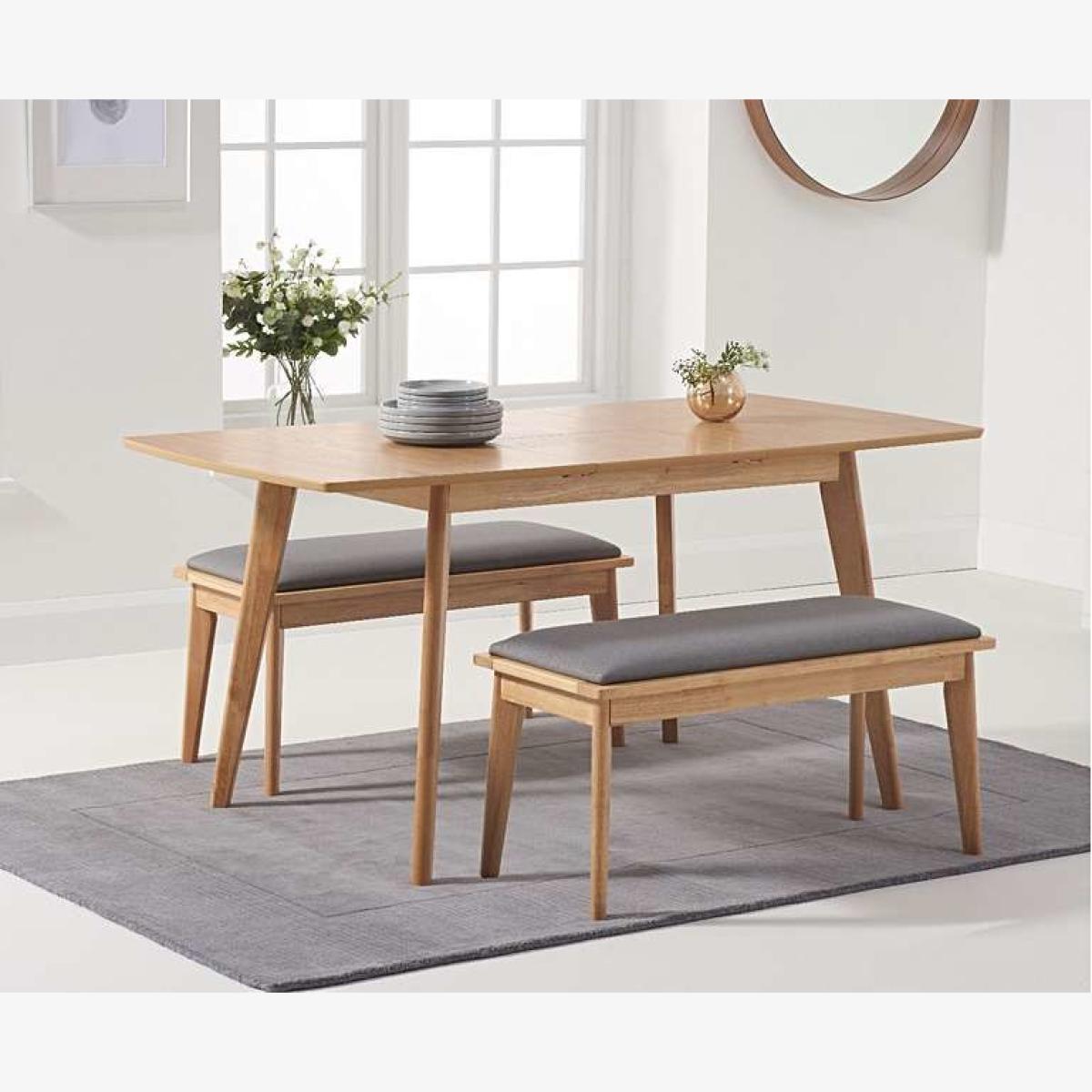 Ex-display Sacha Extending Dining Table with TWO Sacha Cushion Seat Benches