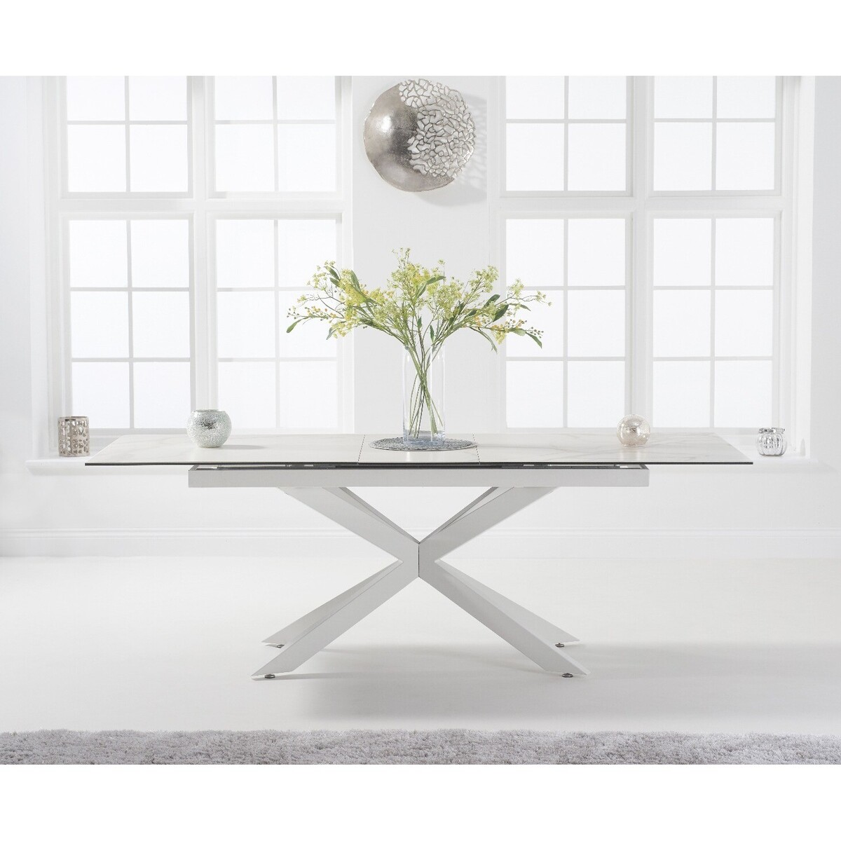Boston 180cm Extending White Ceramic Dining Table with White Leg – image 2