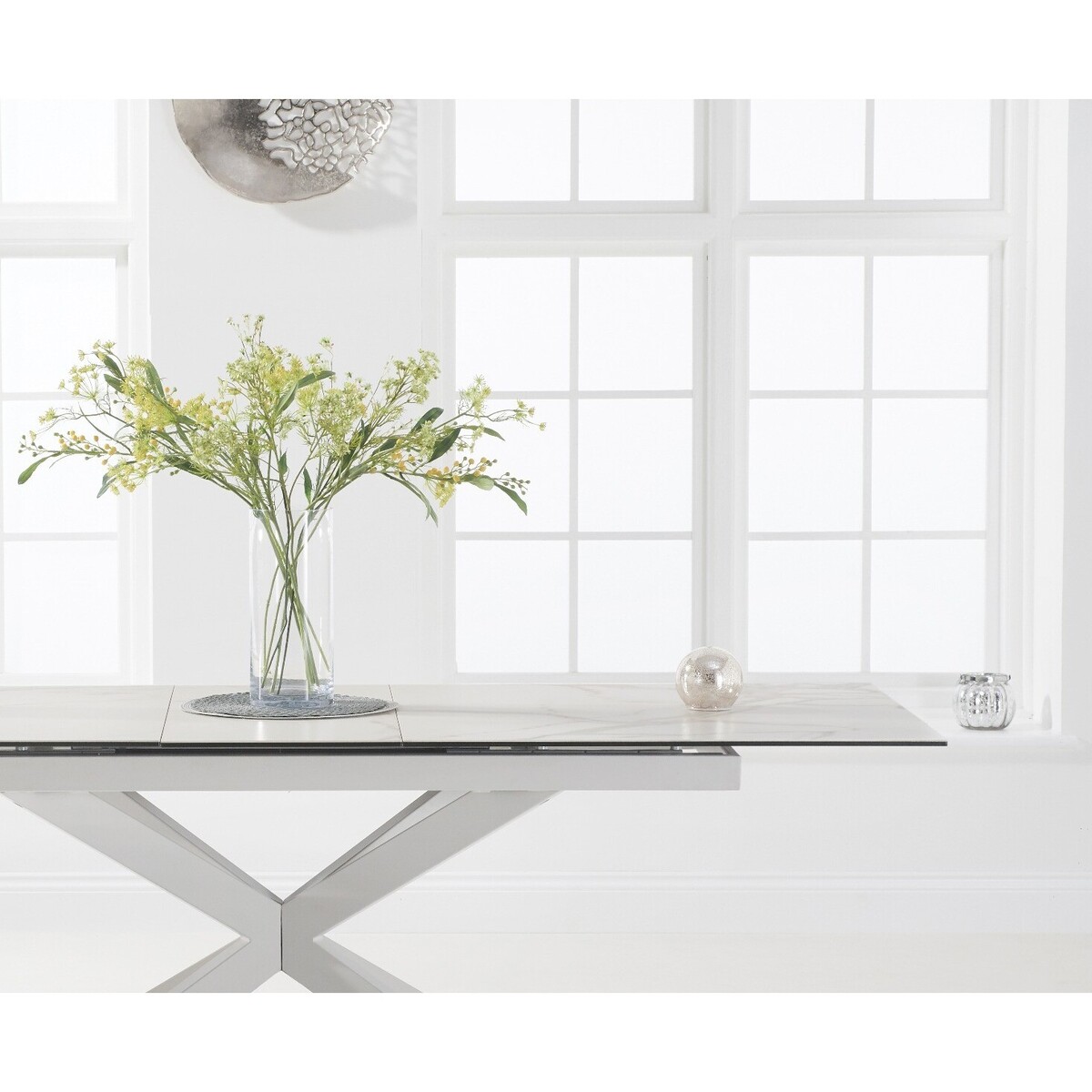 Boston 180cm Extending White Ceramic Dining Table with White Leg – image 3