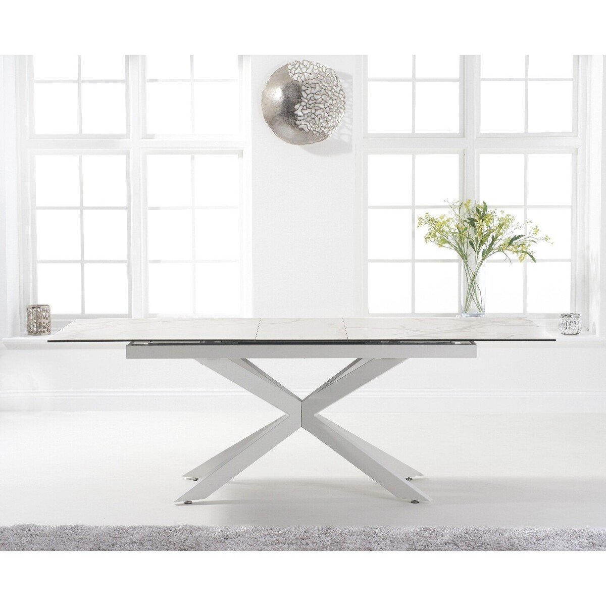 Boston 180cm Extending White Ceramic Dining Table with White Leg – image 1