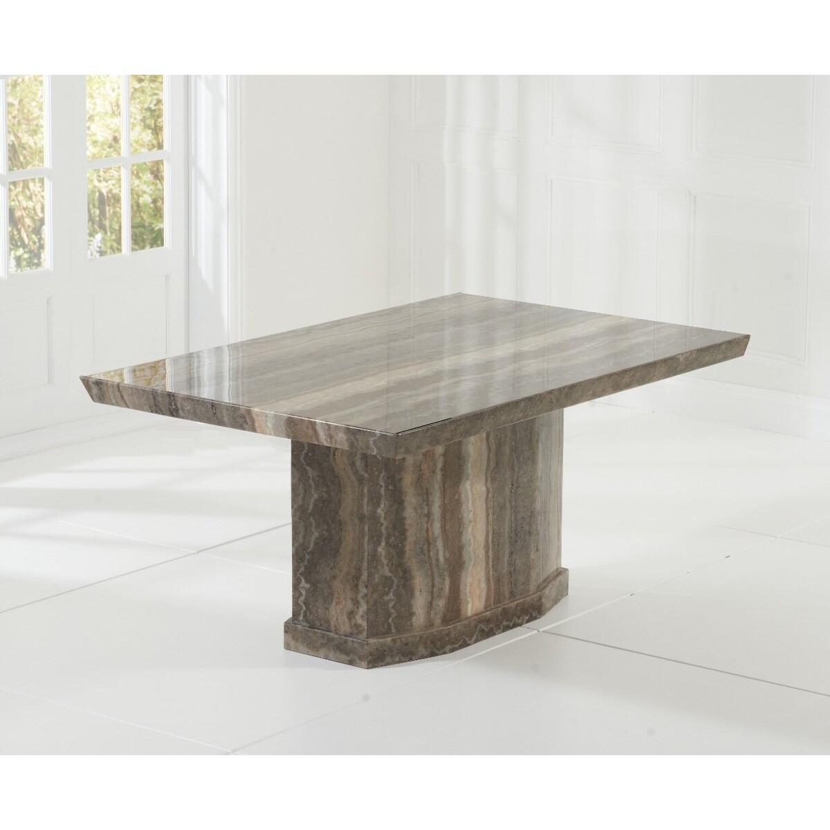 Carvelle 160cm Brown Pedestal Marble Dining Table – image 3