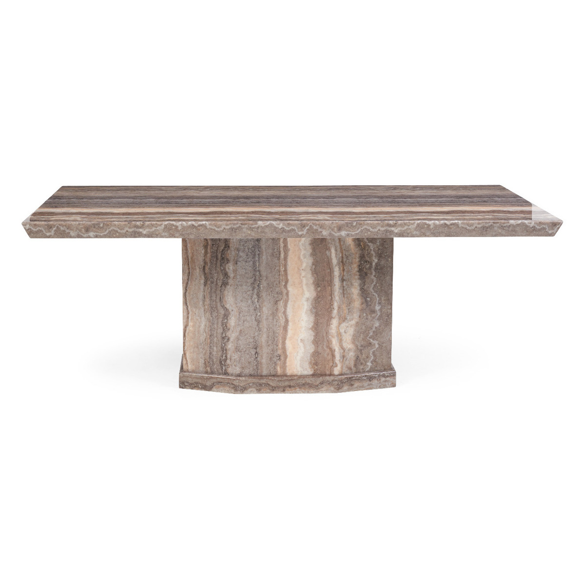 Carvelle 160cm Brown Pedestal Marble Dining Table – image 2