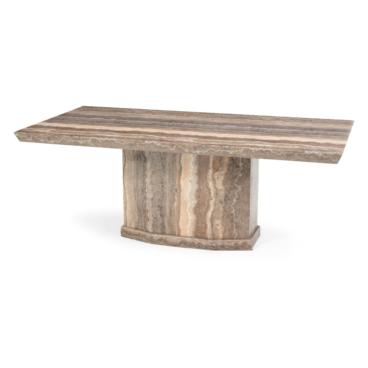 Carvelle 160cm Brown Pedestal Marble Dining Table – image 1