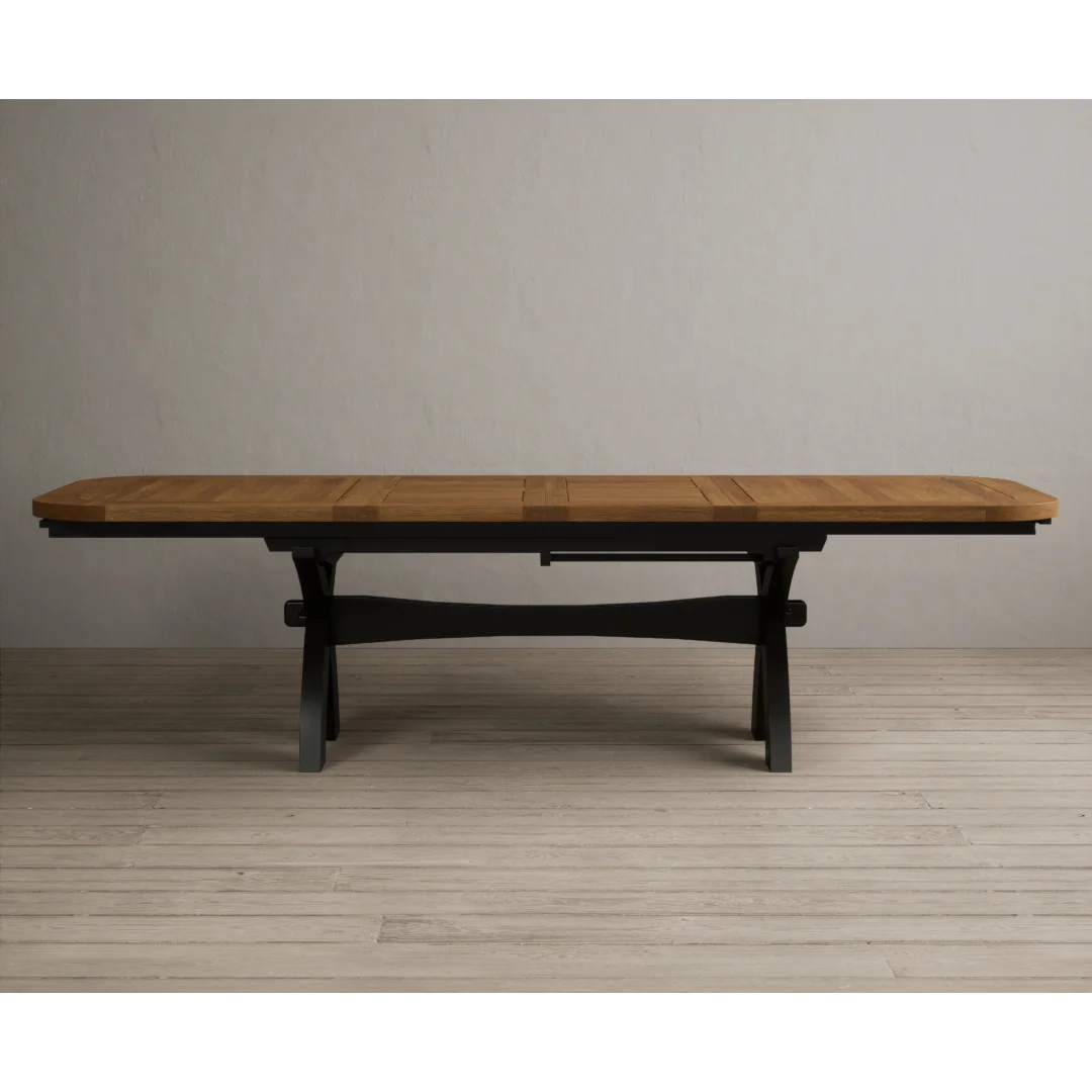 Extending Olympia 180cm Oak and Black Painted Dining Table – image 11