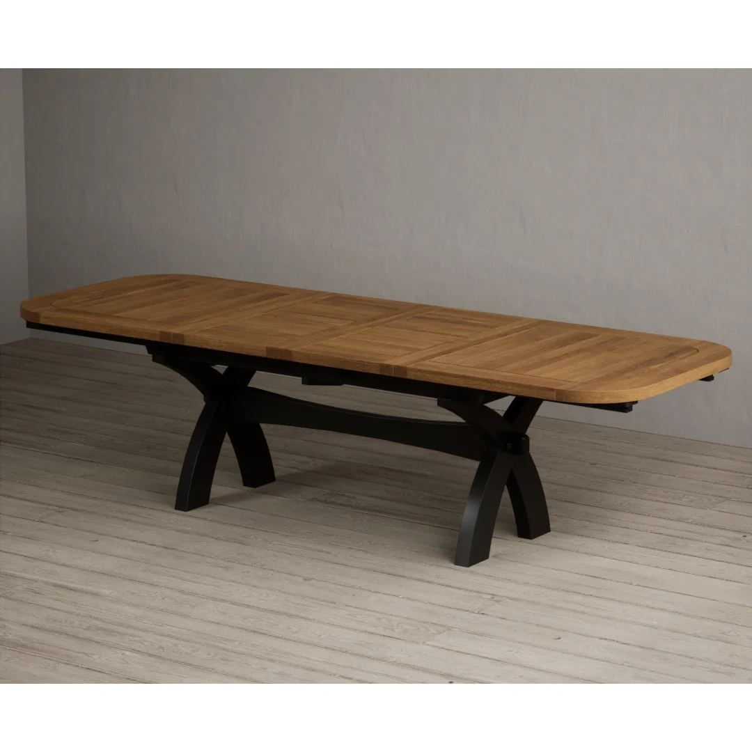 Extending Olympia 180cm Oak and Black Painted Dining Table – image 12