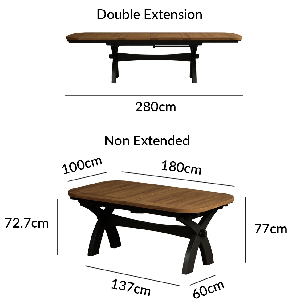 Extending Olympia 180cm Oak and Black Painted Dining Table – image 16