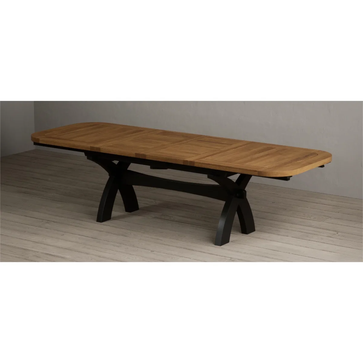 Extending Olympia 180cm Oak and Black Painted Dining Table – image 3