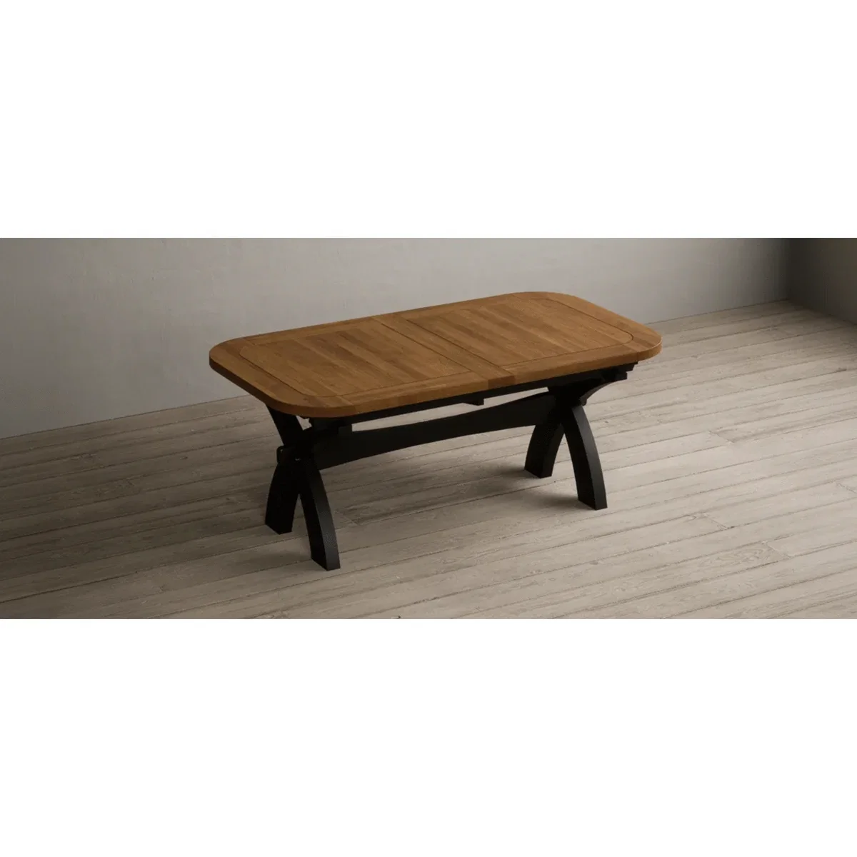 Extending Olympia 180cm Oak and Black Painted Dining Table – image 4
