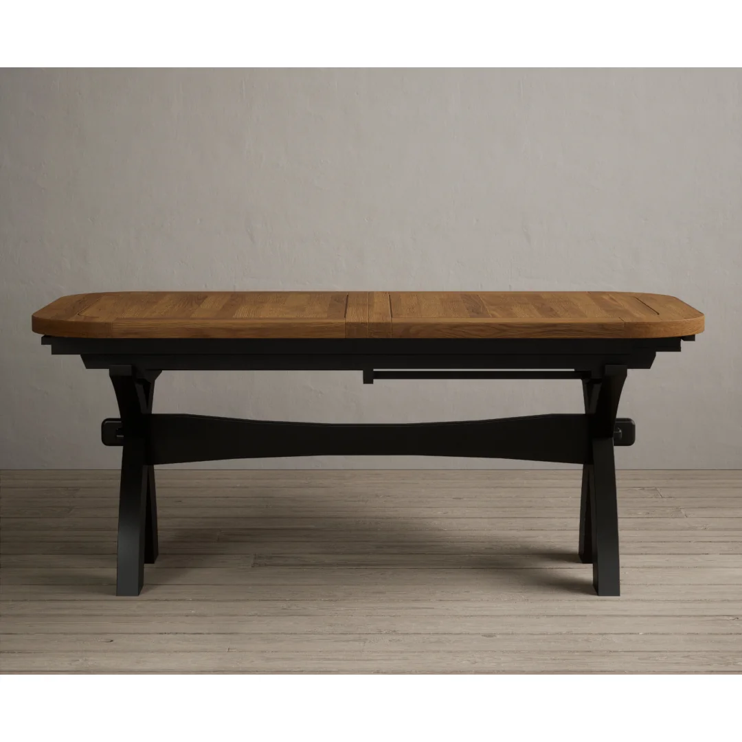 Extending Olympia 180cm Oak and Black Painted Dining Table – image 5