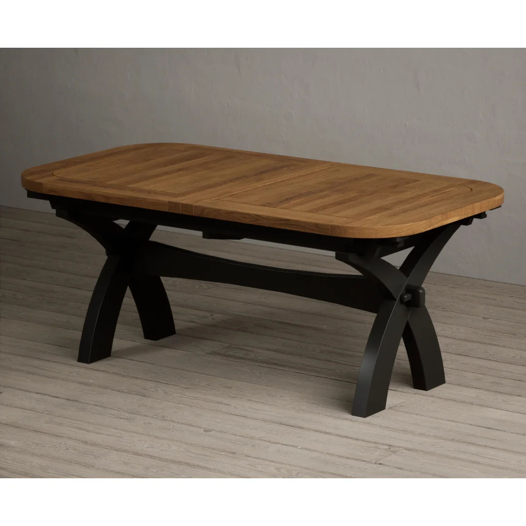Extending Olympia 180cm Oak and Black Painted Dining Table – image 6
