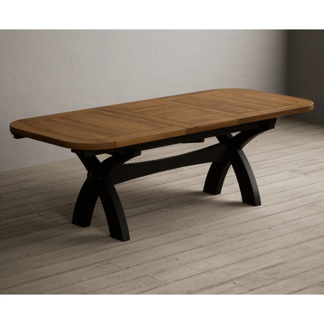 Extending Olympia 180cm Oak and Black Painted Dining Table – image 7