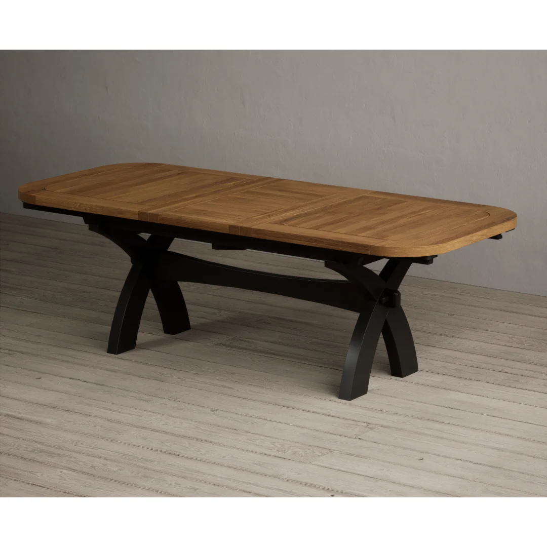 Extending Olympia 180cm Oak and Black Painted Dining Table – image 9