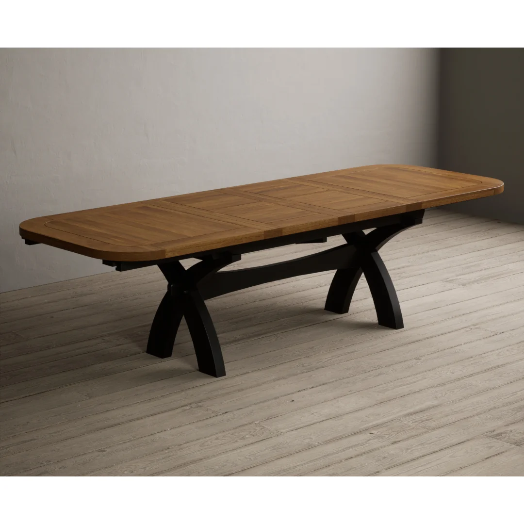 Extending Olympia 180cm Oak and Black Painted Dining Table – image 10