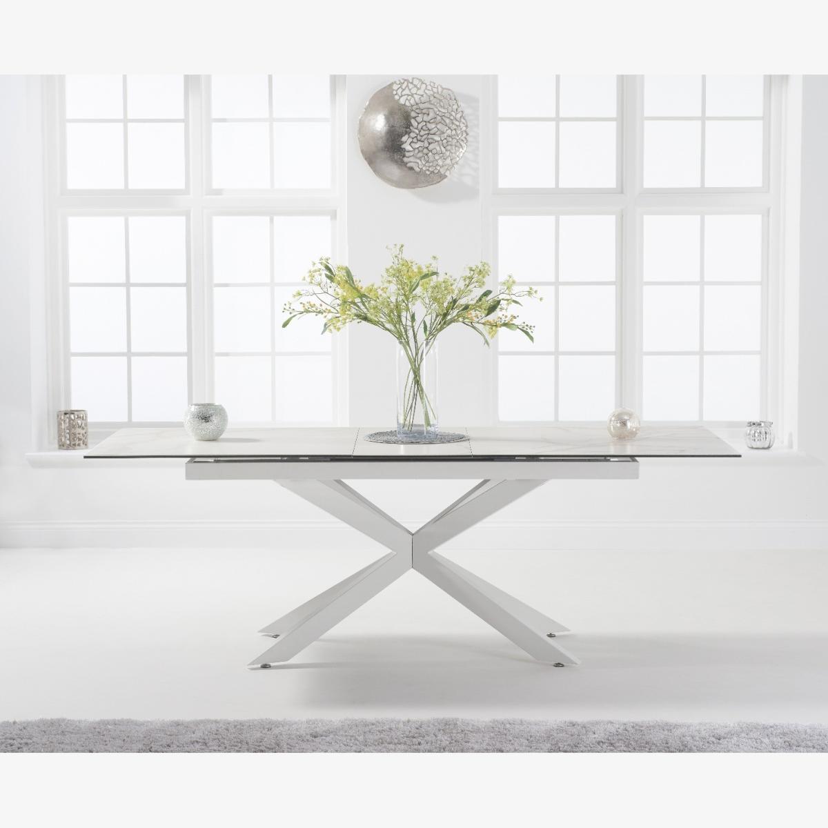 Ex-display Boston 180cm Extending White Ceramic Dining Table with White Leg