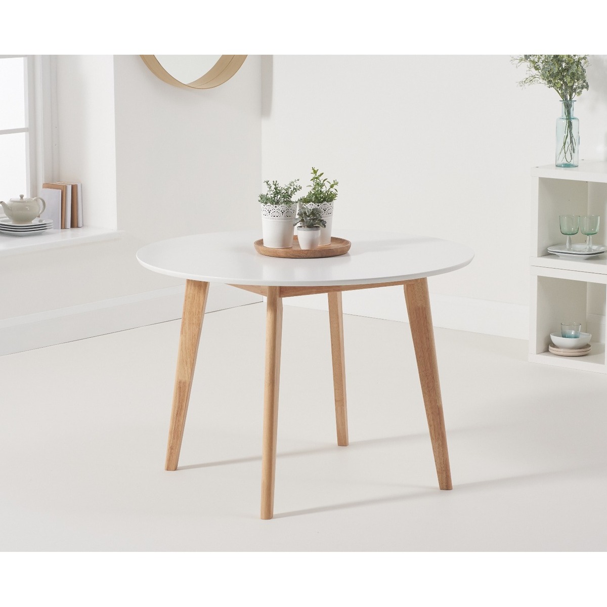 Rebekah Oak and White 110cm Round Dining Table – image 2