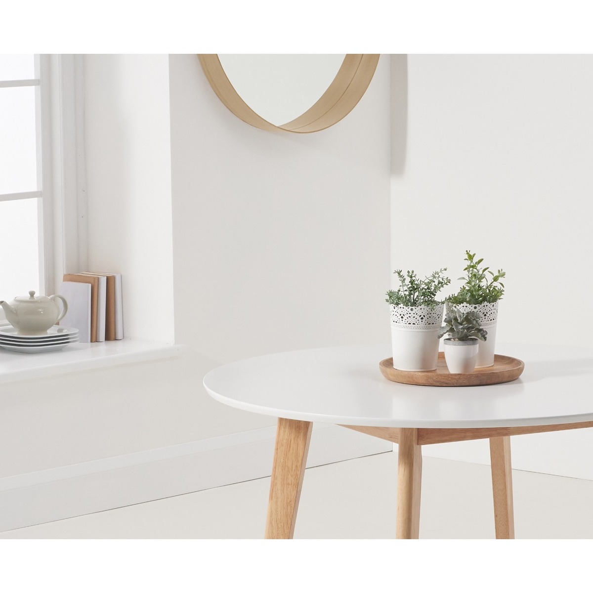 Rebekah Oak and White 110cm Round Dining Table – image 3