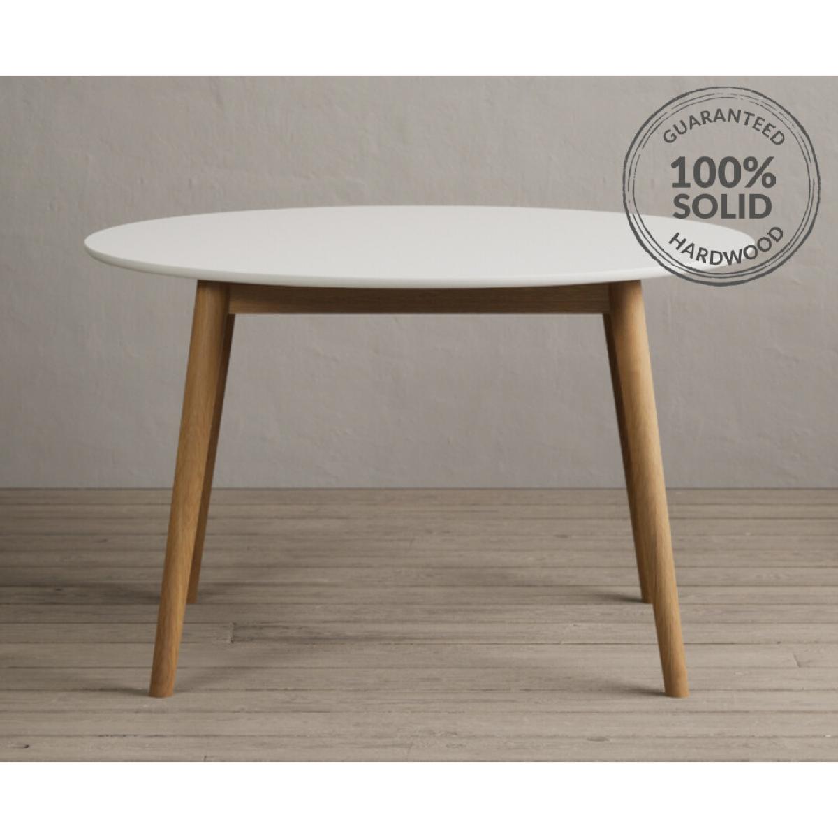 Nordic 120cm Round Solid Oak and Signal White Painted Dining Table – image 2