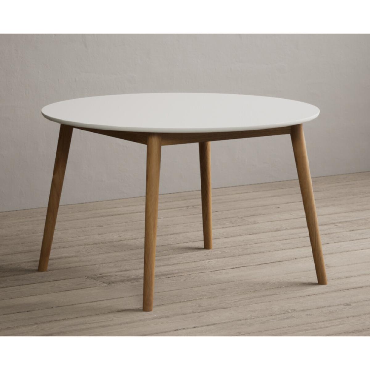 Nordic 120cm Round Solid Oak and Signal White Painted Dining Table – image 3