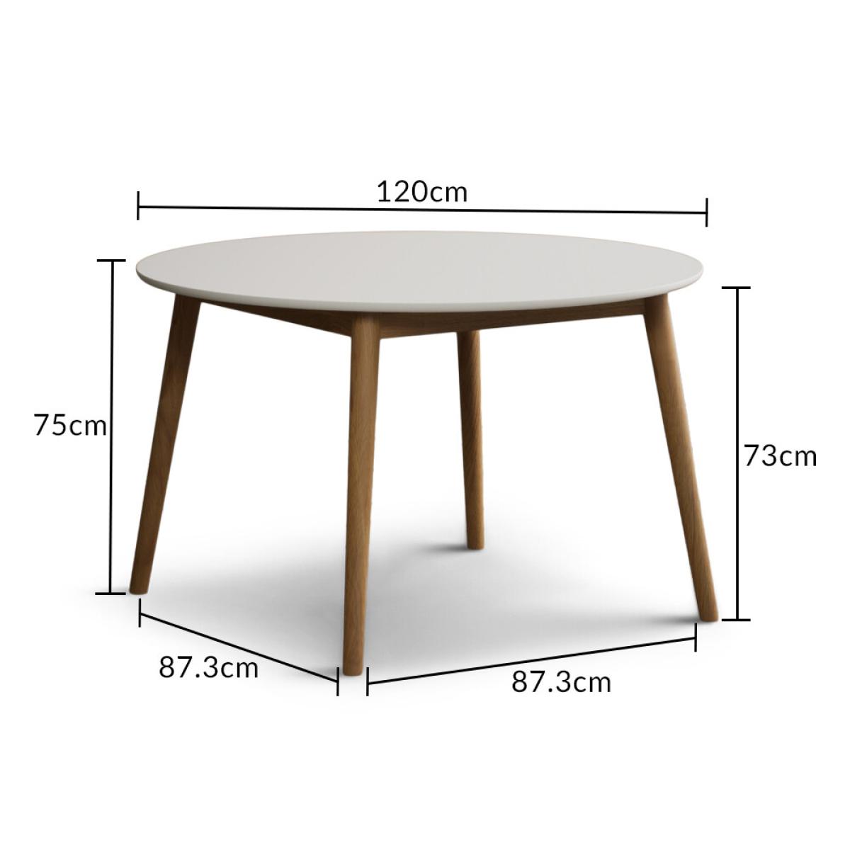 Nordic 120cm Round Solid Oak and Signal White Painted Dining Table – image 7