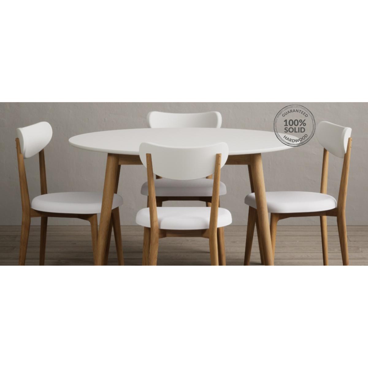 Nordic 120cm Round Solid Oak and Signal White Painted Dining Table – image 9