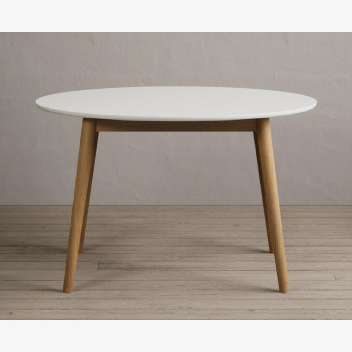 Nordic 120cm Round Solid Oak and Signal White Painted Dining Table – image 1