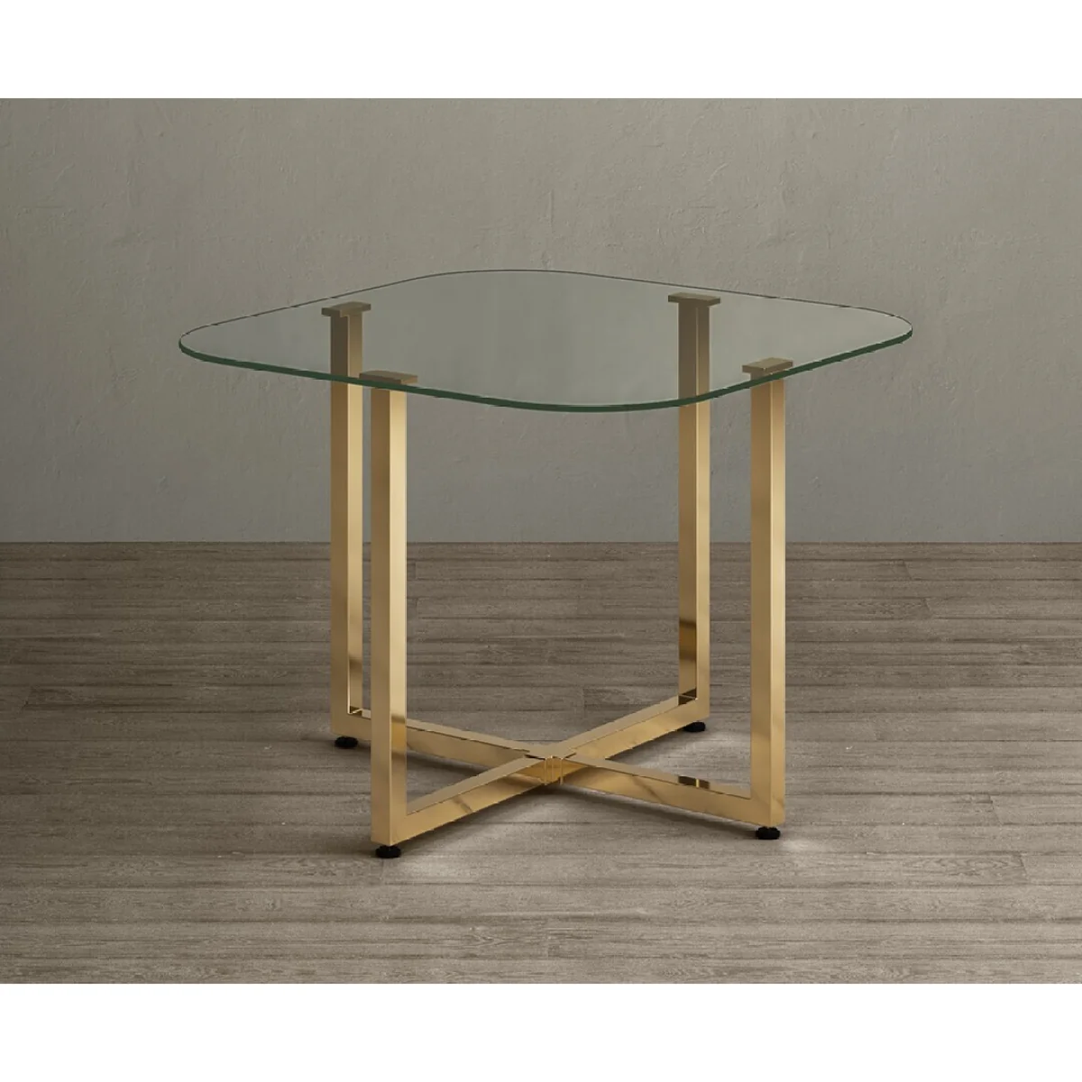 Rhodes Clear Glass Gold Leg Dining Table – image 2
