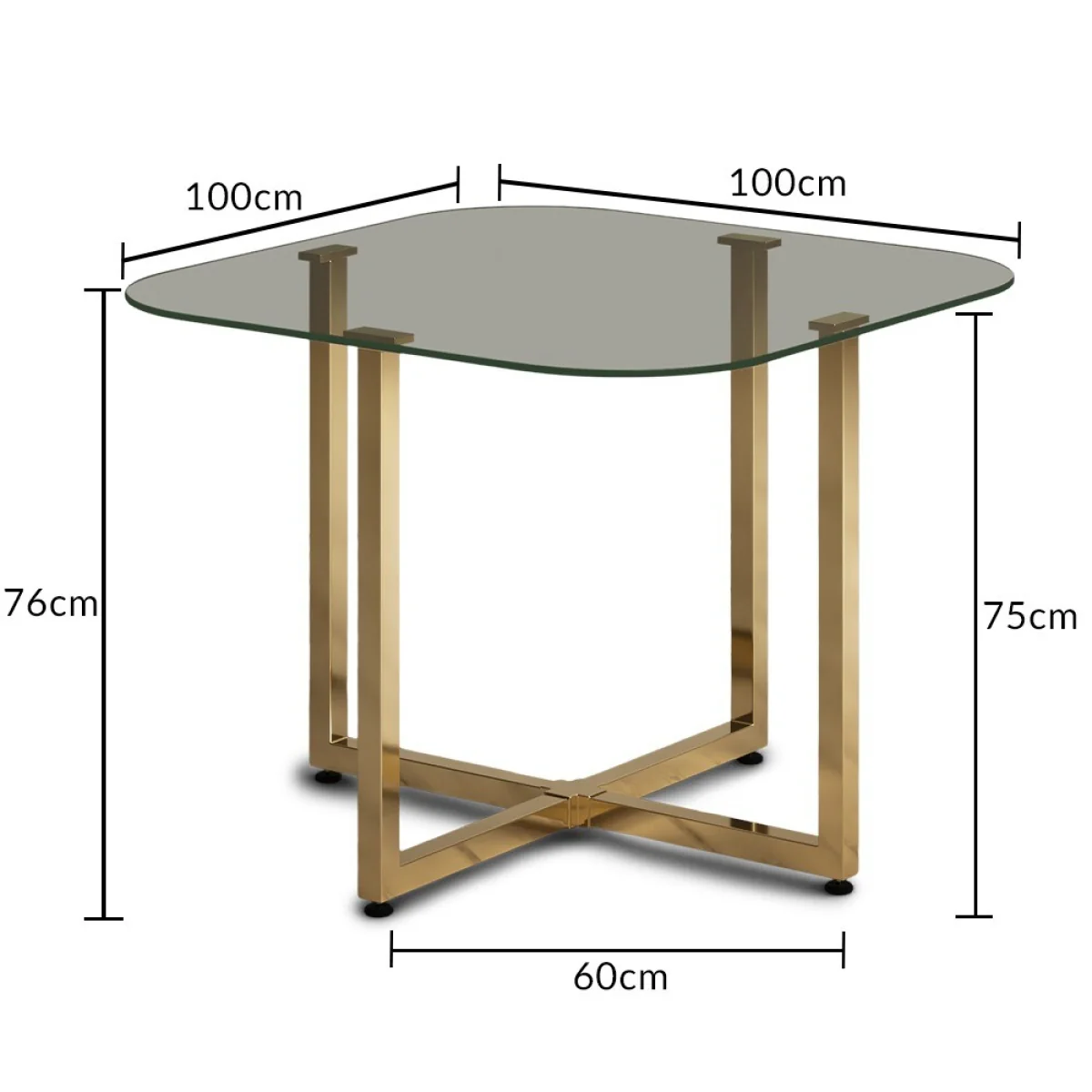 Rhodes Clear Glass Gold Leg Dining Table – image 3