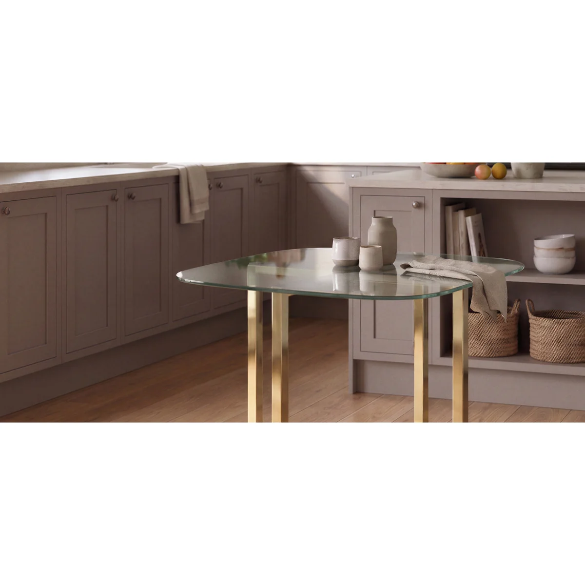 Rhodes Clear Glass Gold Leg Dining Table – image 5