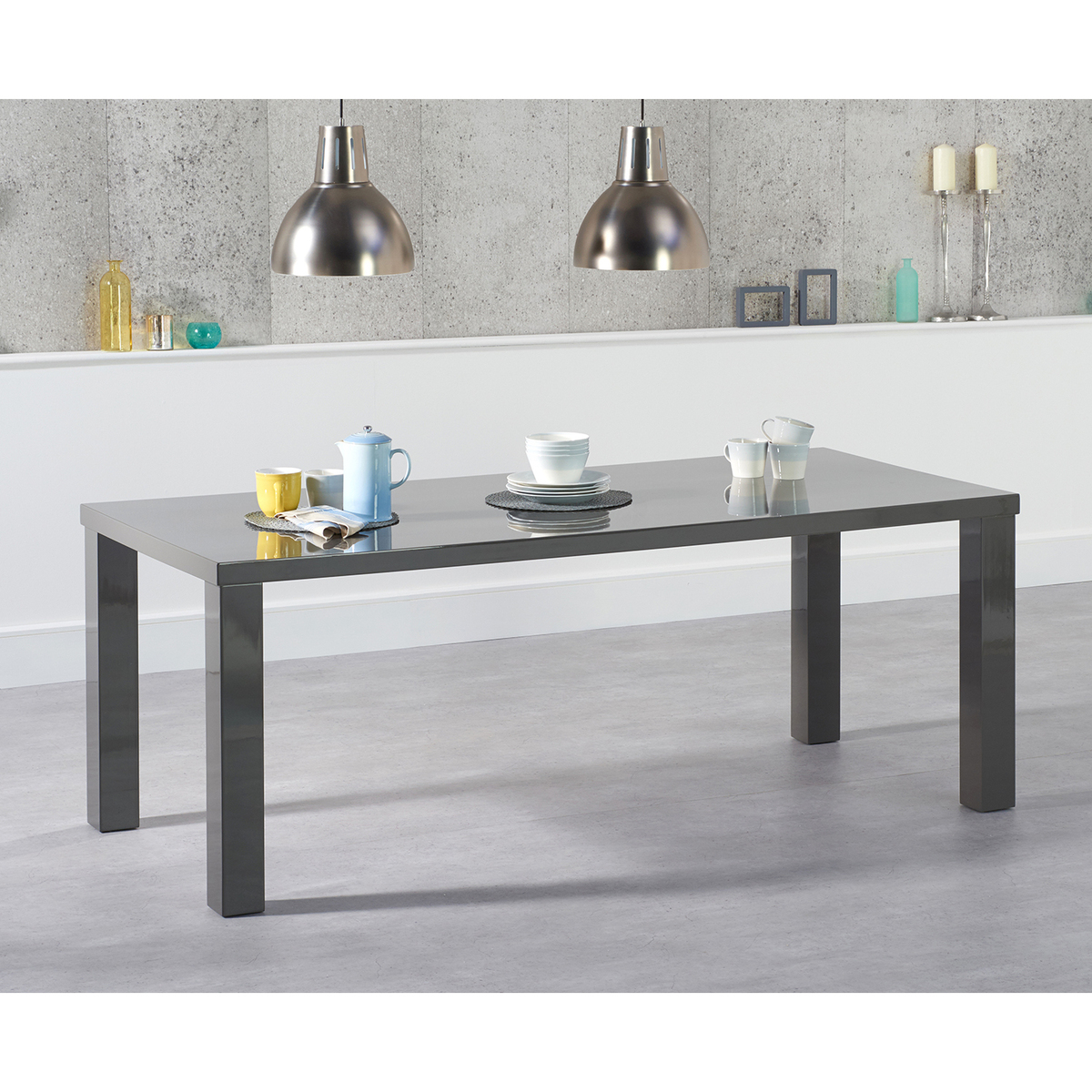 Atlanta 200cm Dark Grey High Gloss Dining Table – image 2