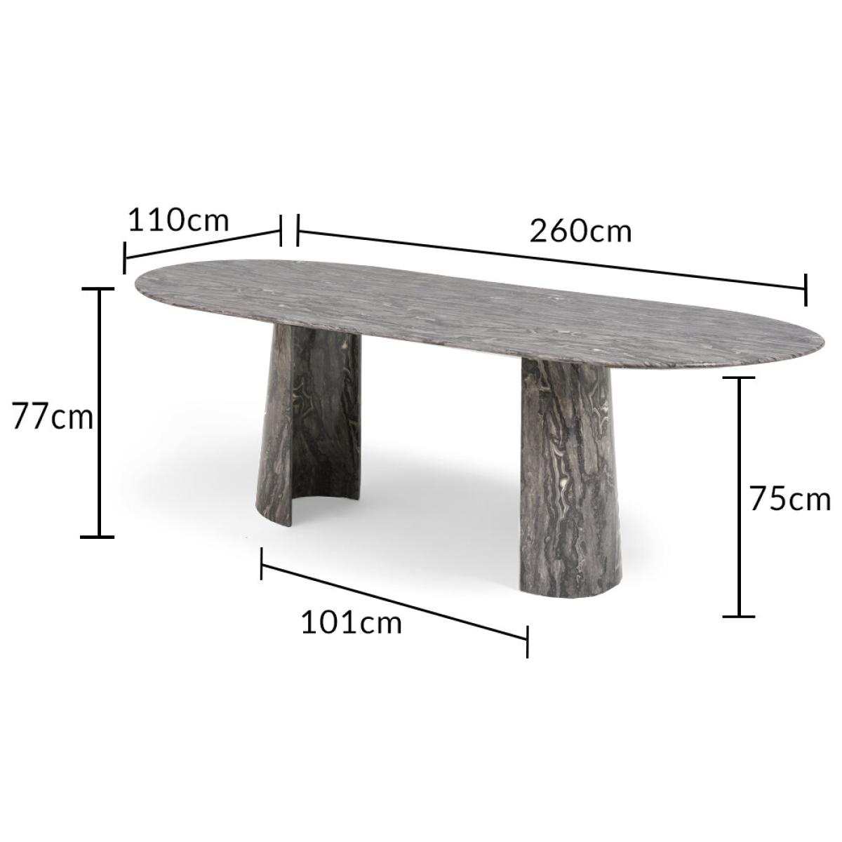 Sutton 260cm Grey Marble Dining Table – image 11