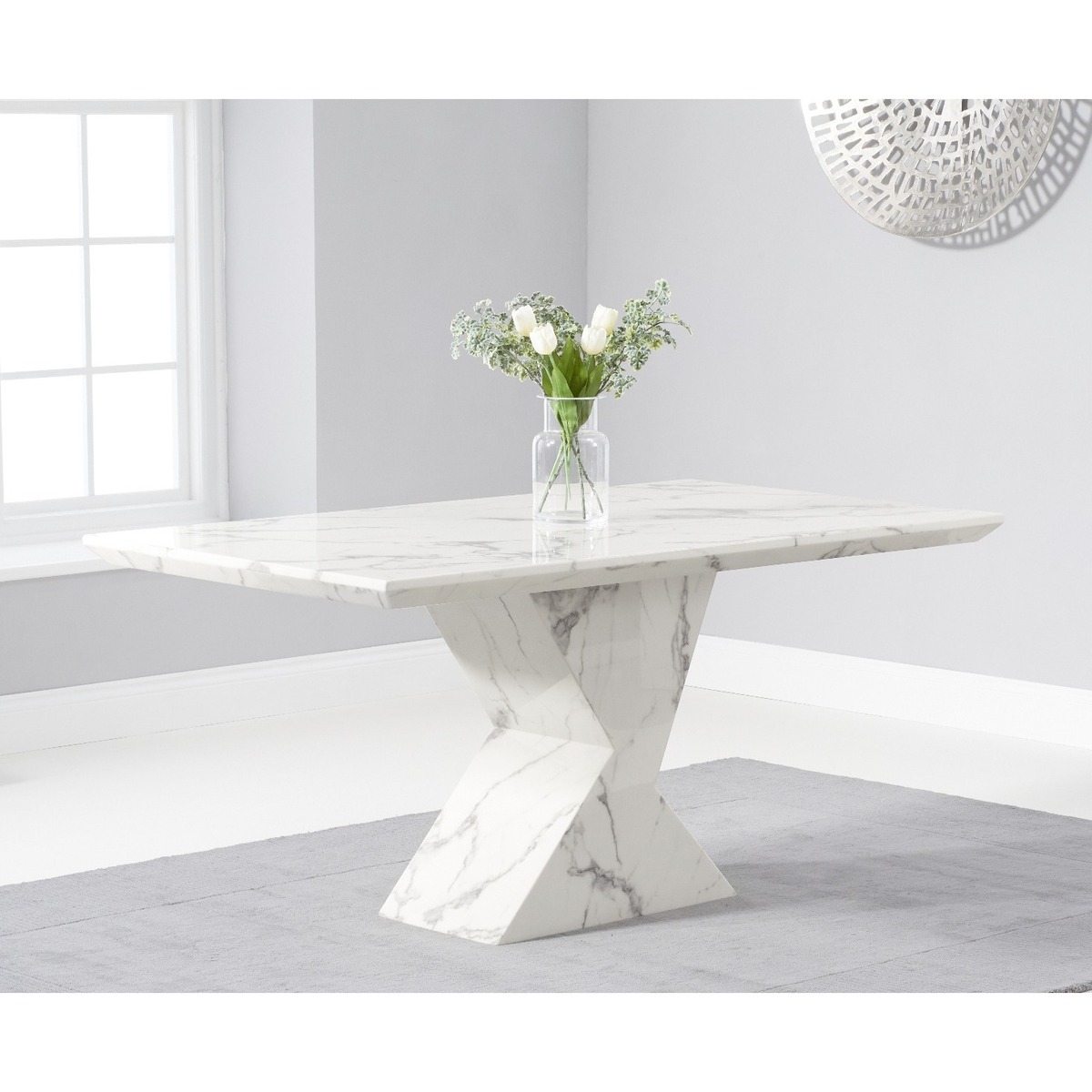 Aaron 160cm Marble White Dining Table – image 2