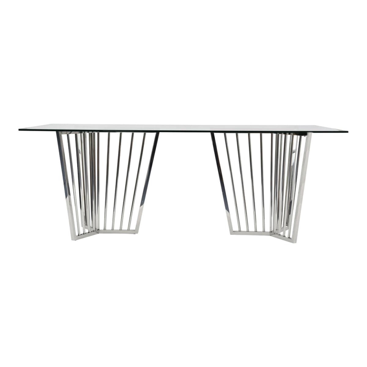 Libra Abington Stainless Steel Frame and Clear Glass Dining Table – image 2