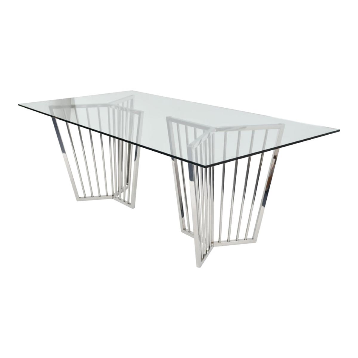 Libra Abington Stainless Steel Frame and Clear Glass Dining Table – image 3