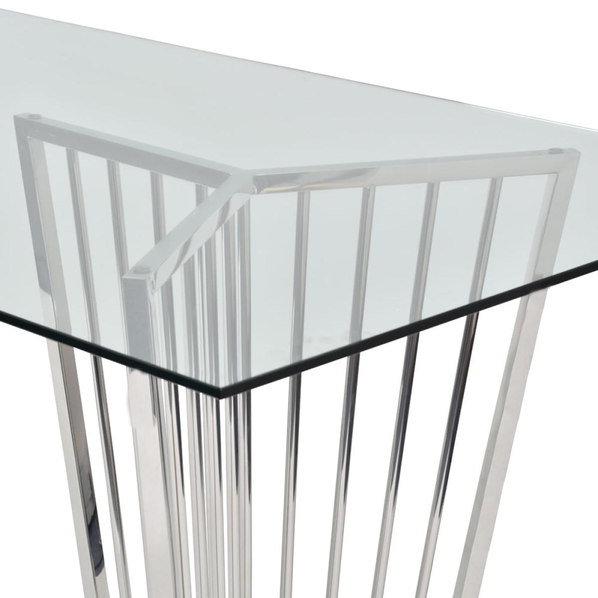 Libra Abington Stainless Steel Frame and Clear Glass Dining Table – image 4
