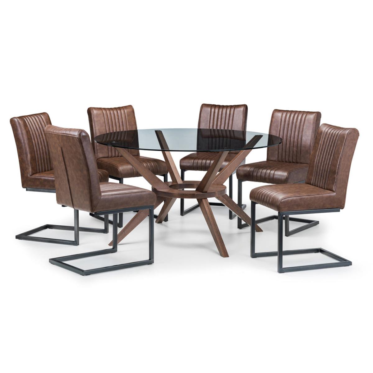 Olivia's Chester Large Round Glass Dining Table in Walnut – image 3