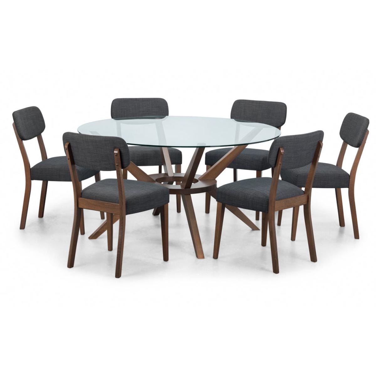 Olivia's Chester Large Round Glass Dining Table in Walnut – image 4
