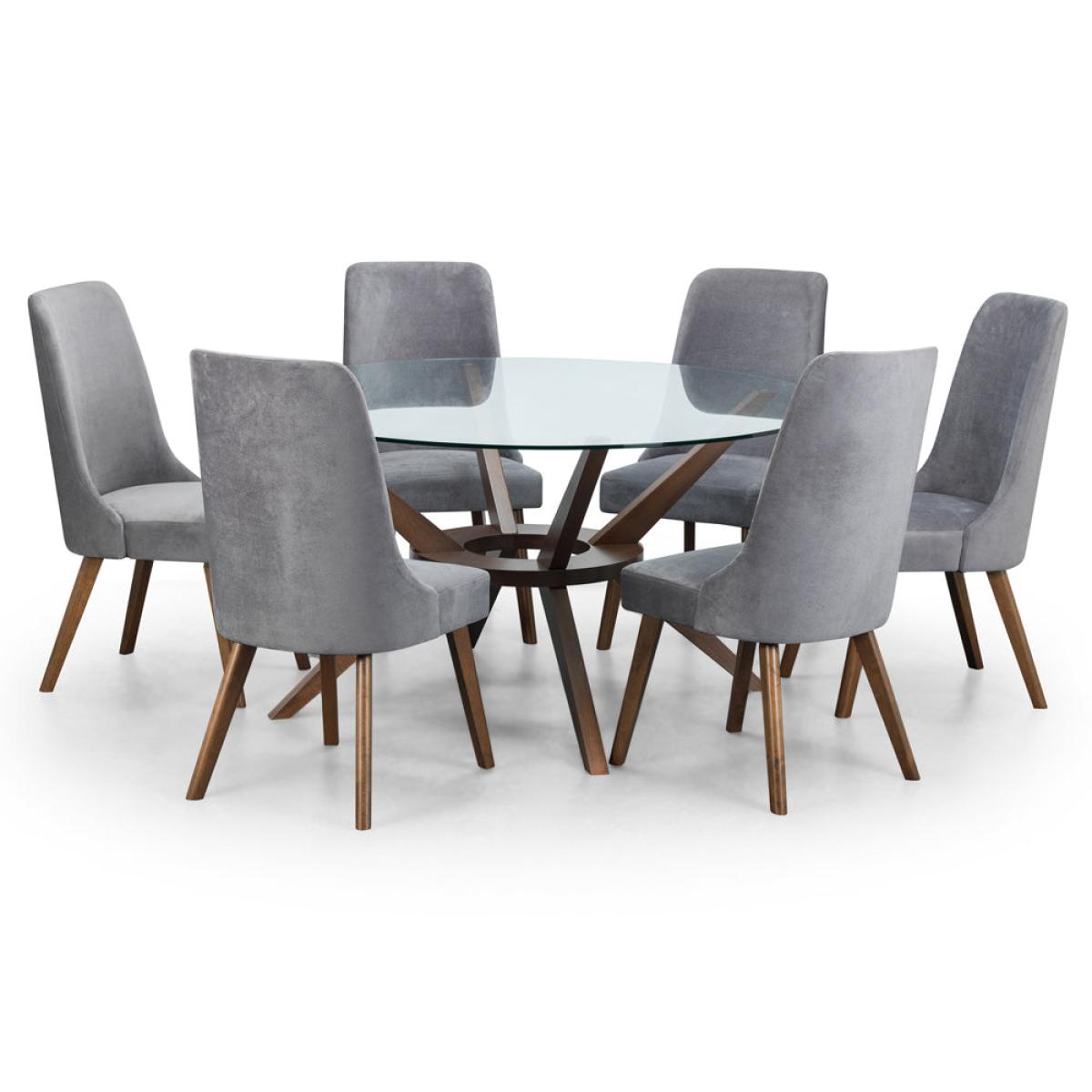 Olivia's Chester Large Round Glass Dining Table in Walnut – image 5