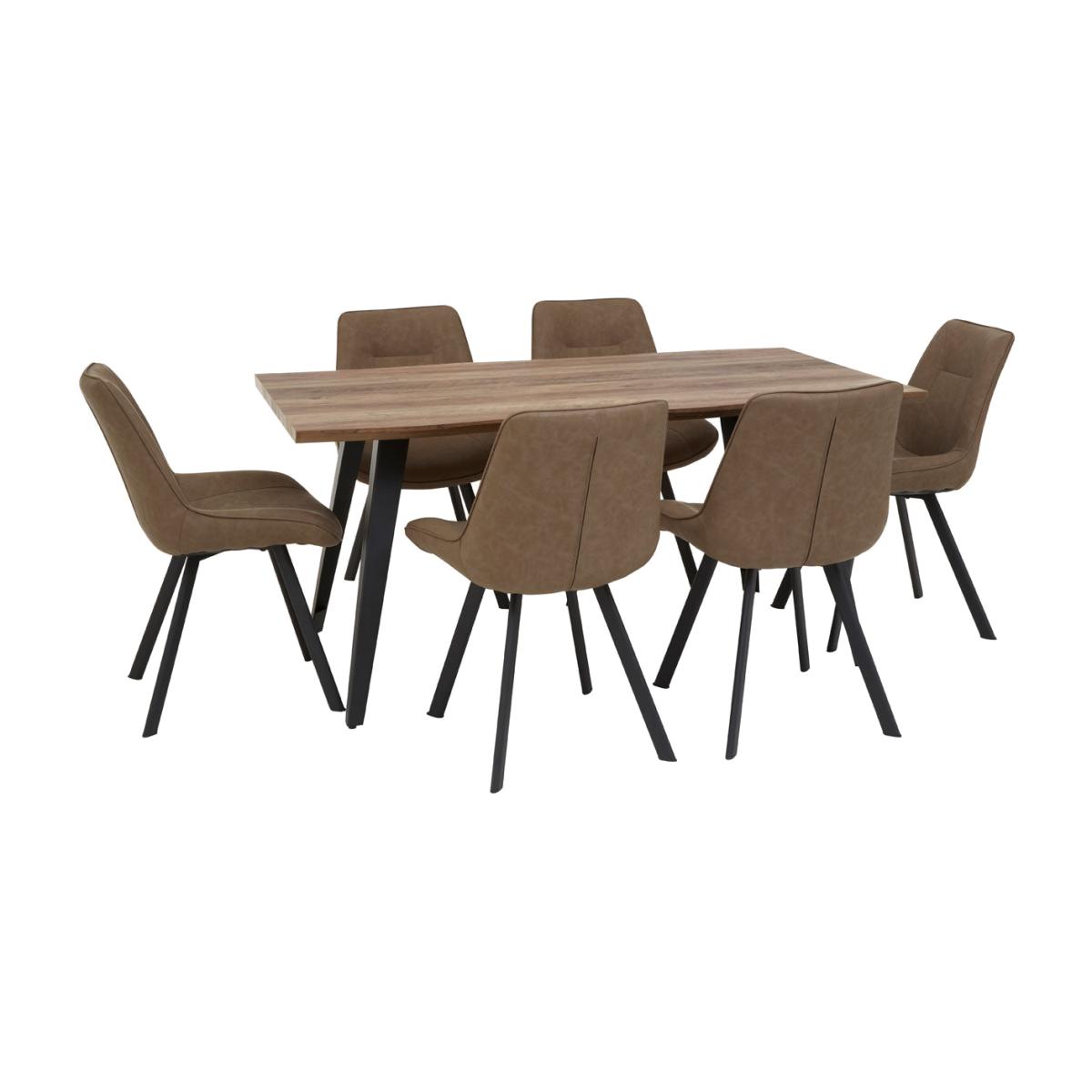 Olivia's 7 Piece Westbury Rectangle Dining Set in Brown – image 1