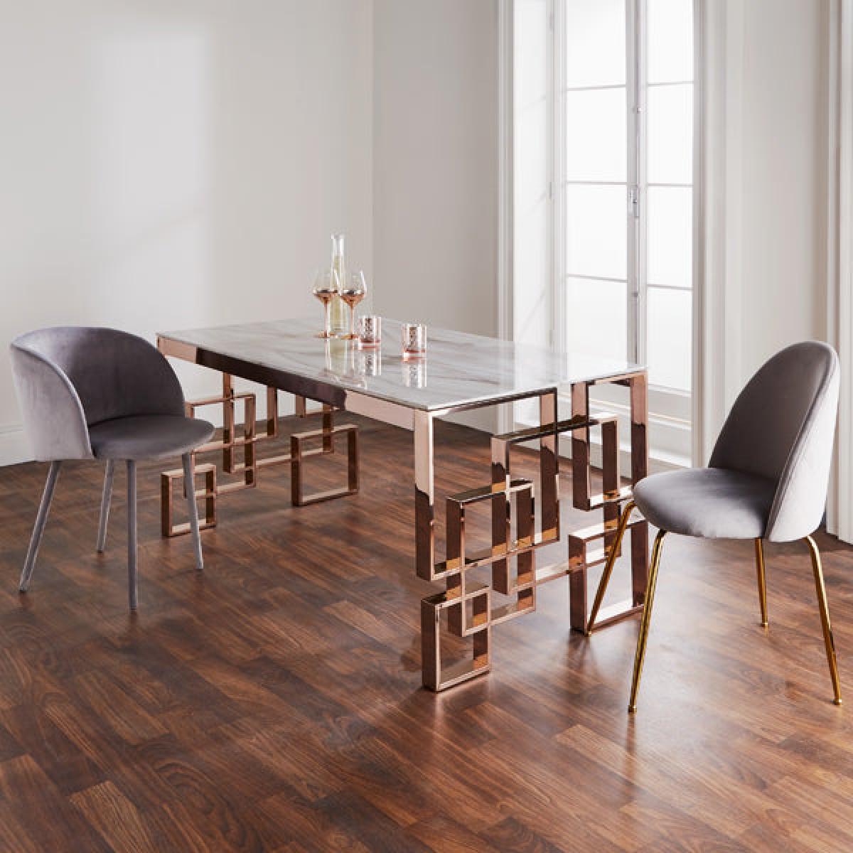 Native Home Dining Table Marble Glass Rose Gold/Layered / Rose Gold / Layered, Rectangle – image 2